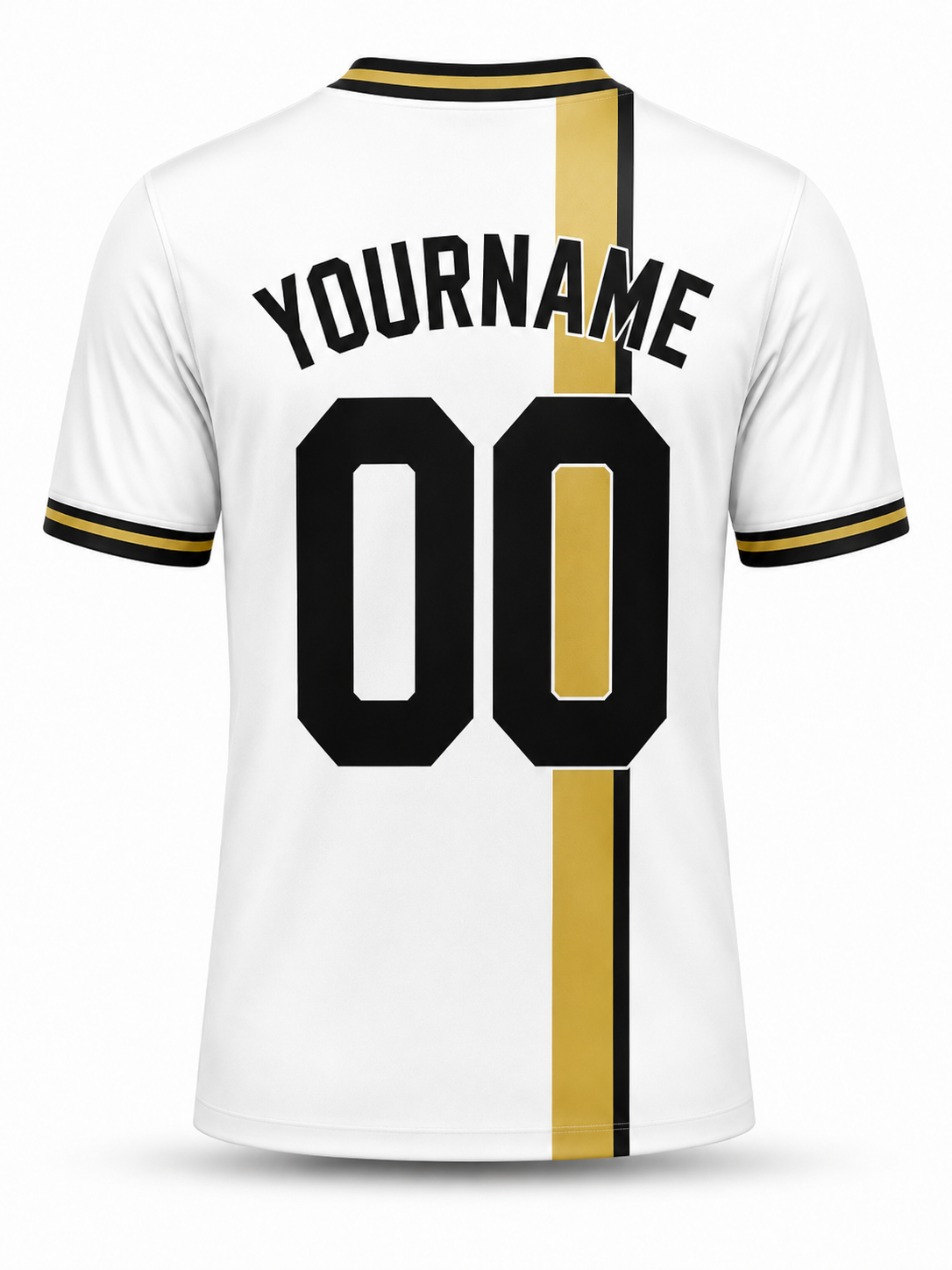White with Gold and Black Stripes Soccer Jersey